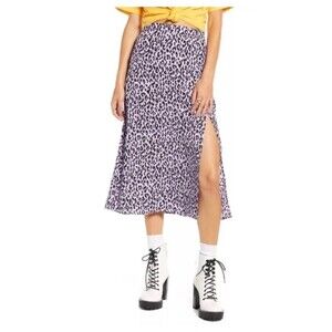 BP x Claudia Sulewski Purple Leopard Midi Skirt Size L